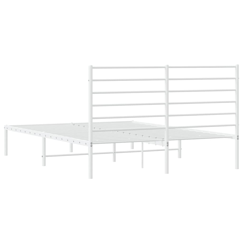 Metalni okvir za krevet s uzglavljem bijeli 140 x 190 cm