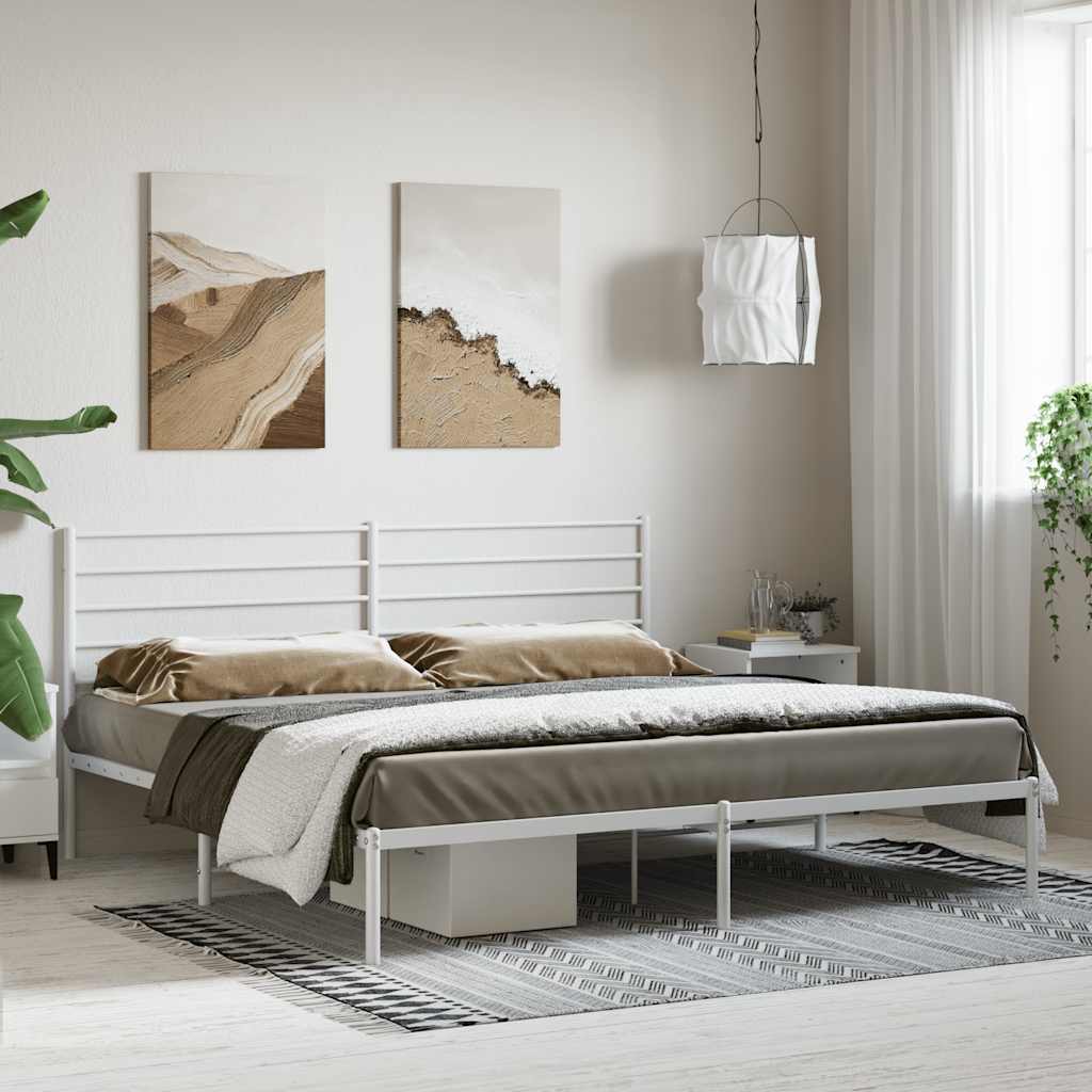 Metalni okvir za krevet s uzglavljem bijeli 180x200 cm