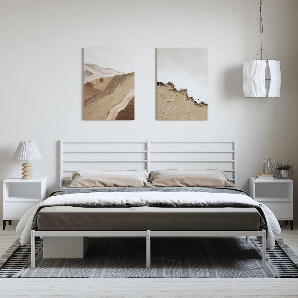 Metalni okvir za krevet s uzglavljem bijeli 193x203 cm