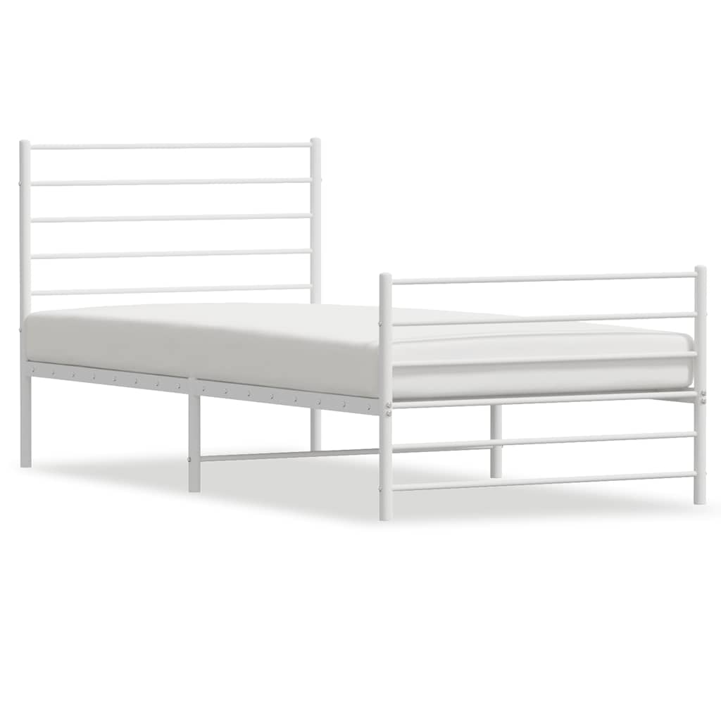 Metalni okvir kreveta uzglavlje i podnožje bijeli 100x190 cm