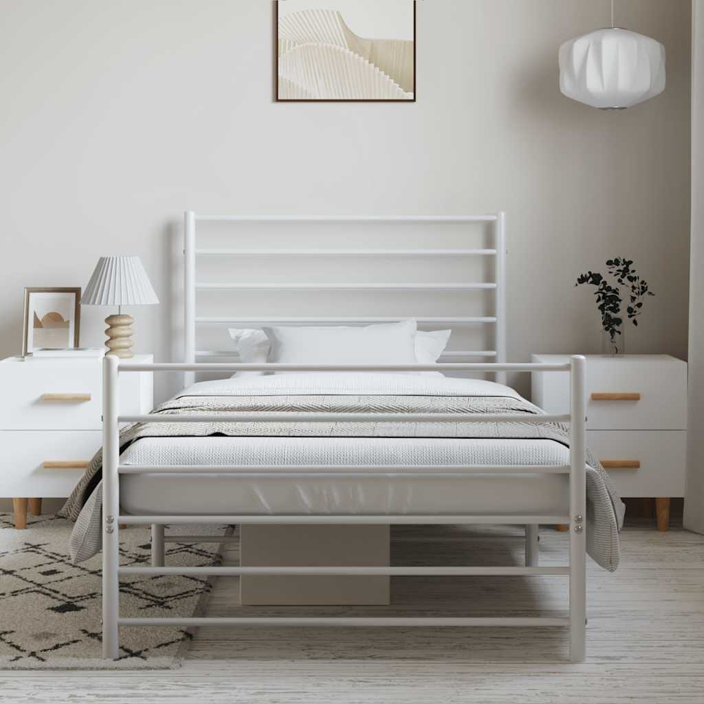 Metalni okvir kreveta uzglavlje i podnožje bijeli 100x190 cm