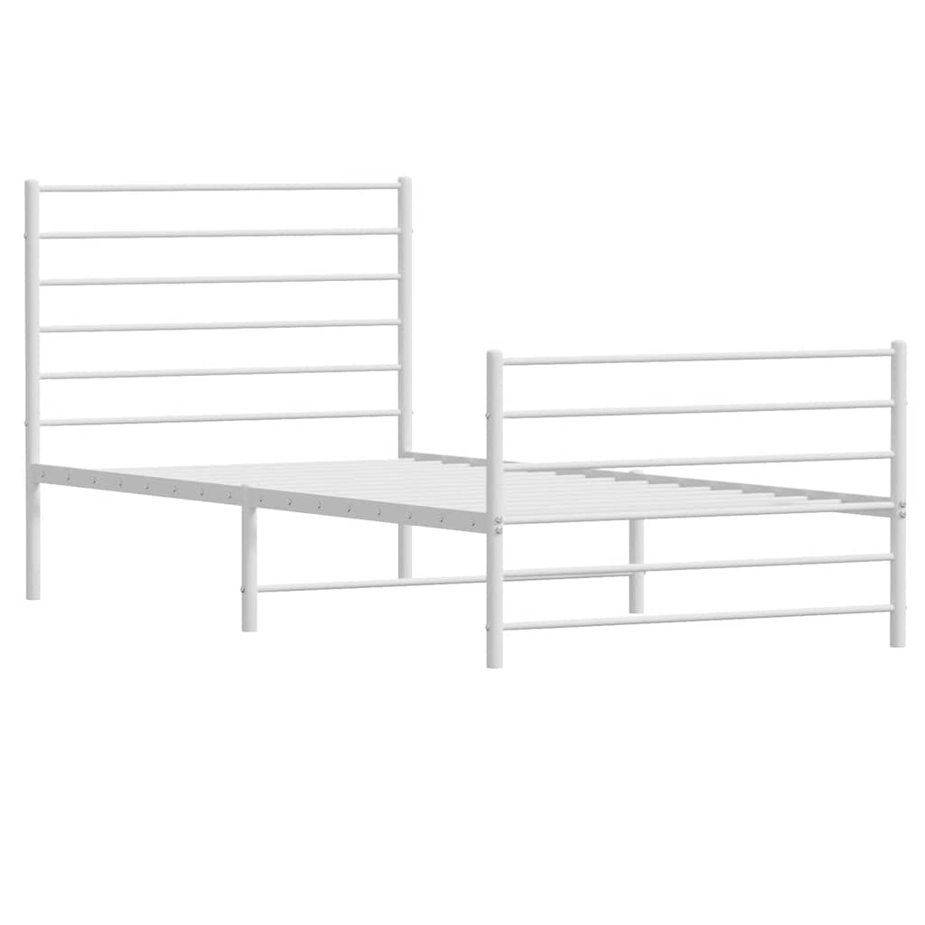 Metalni okvir kreveta uzglavlje i podnožje bijeli 100x190 cm