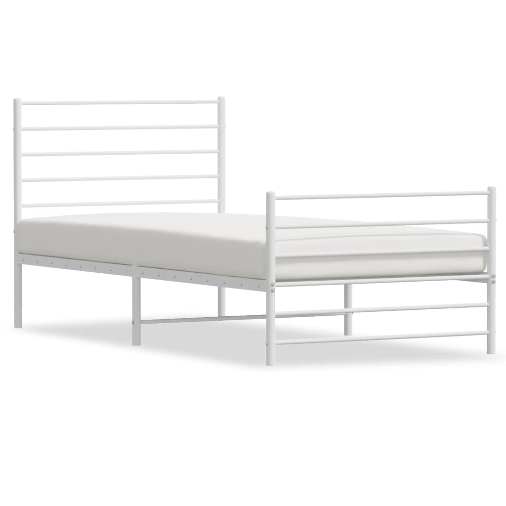 Metalni okvir kreveta uzglavlje i podnožje bijeli 107x203 cm