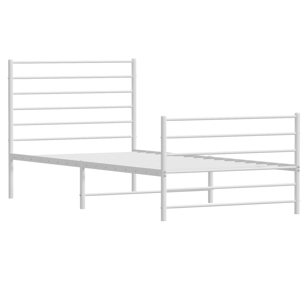 Metalni okvir kreveta uzglavlje i podnožje bijeli 107x203 cm