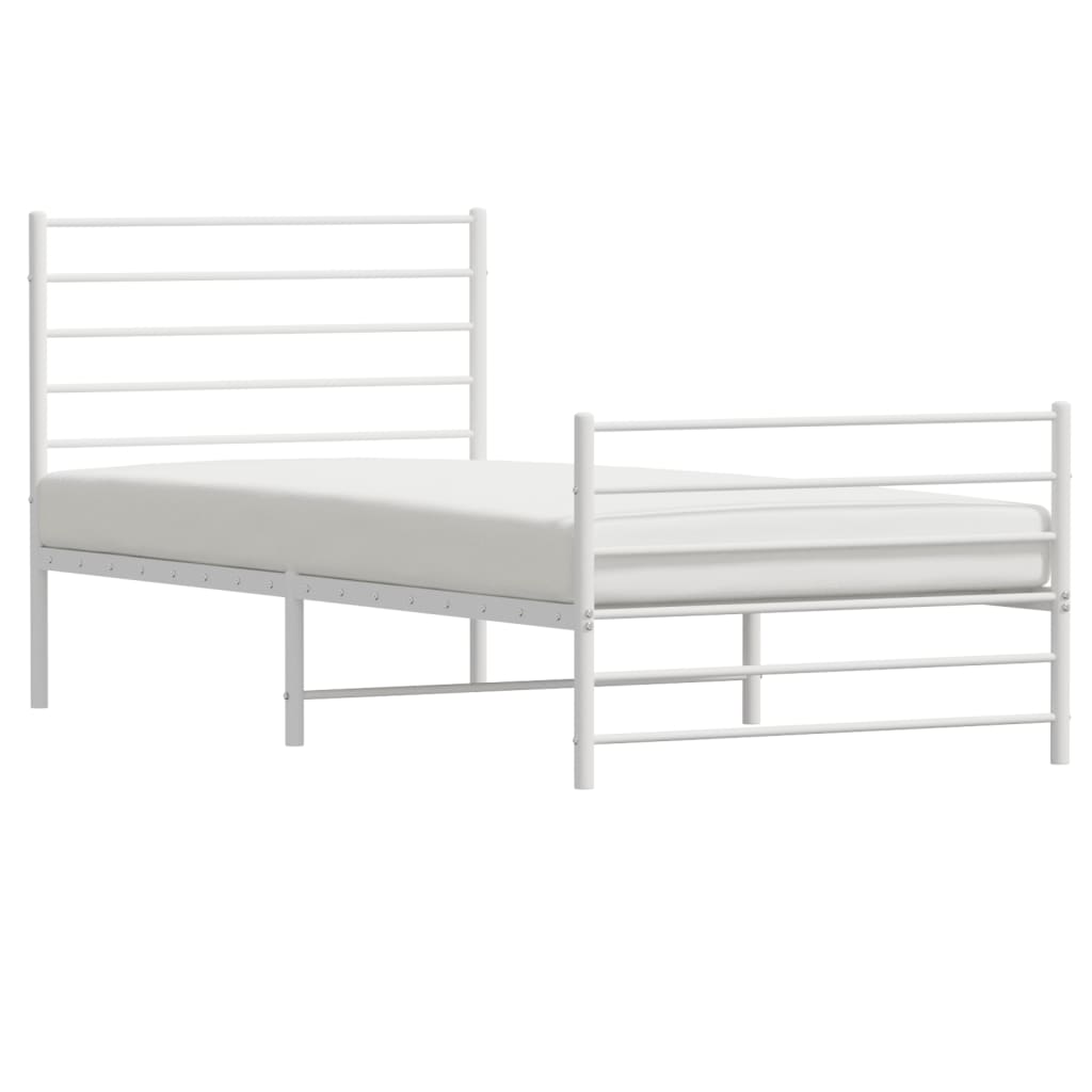 Metalni okvir kreveta uzglavlje i podnožje bijeli 107x203 cm