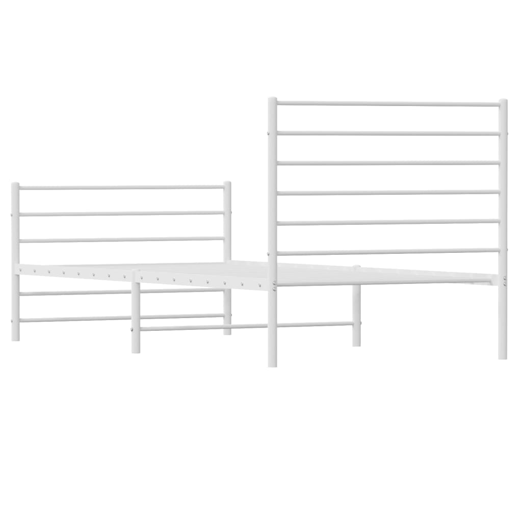 Metalni okvir kreveta uzglavlje i podnožje bijeli 107x203 cm