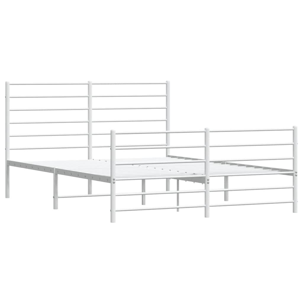 Metalni okvir kreveta uzglavlje i podnožje bijeli 135 x 190 cm