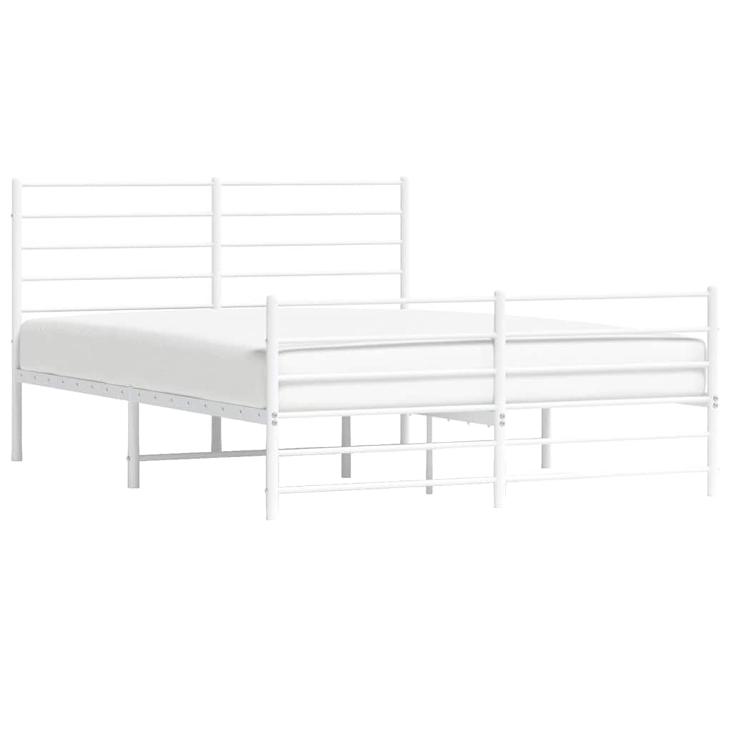 Metalni okvir kreveta uzglavlje i podnožje bijeli 135 x 190 cm