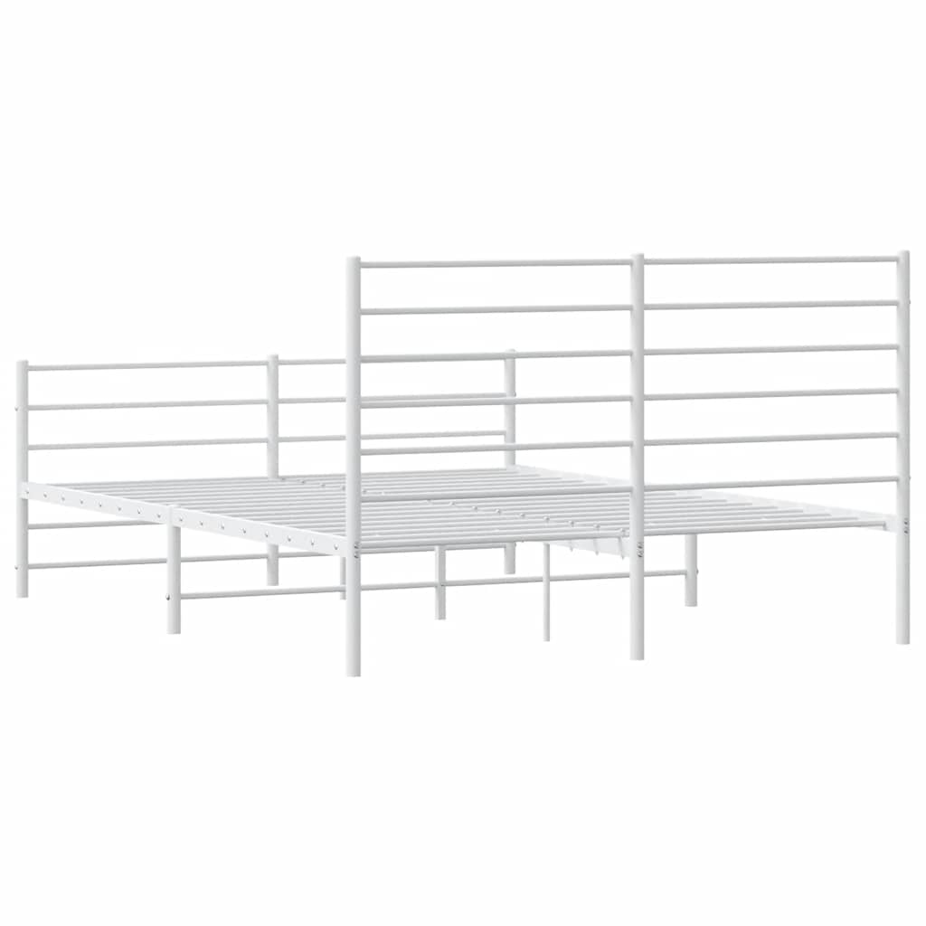 Metalni okvir kreveta uzglavlje i podnožje bijeli 135 x 190 cm