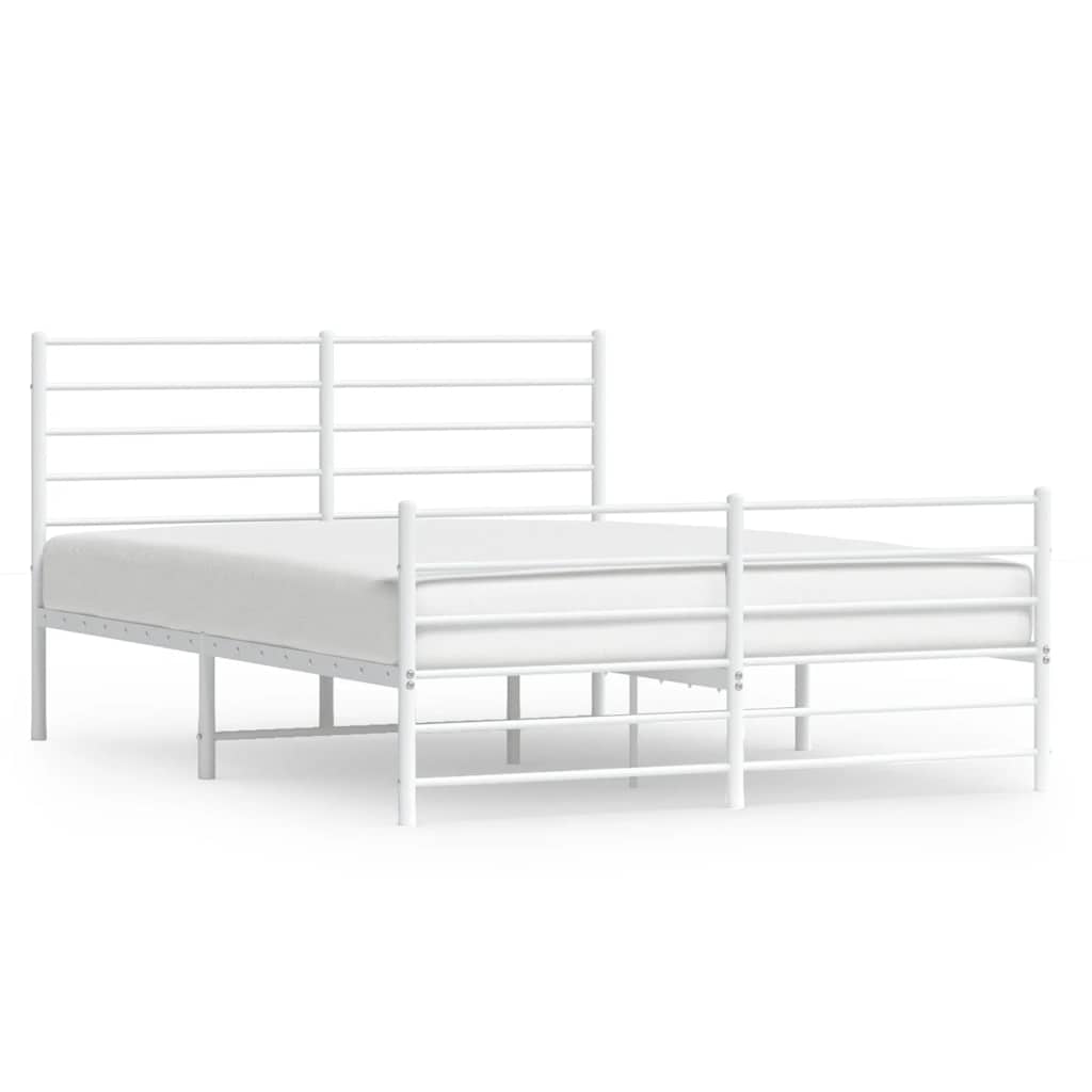 Metalni okvir kreveta uzglavlje i podnožje bijeli 140 x 190 cm