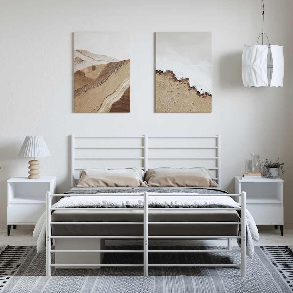 Metalni okvir kreveta uzglavlje i podnožje bijeli 150 x 200 cm
