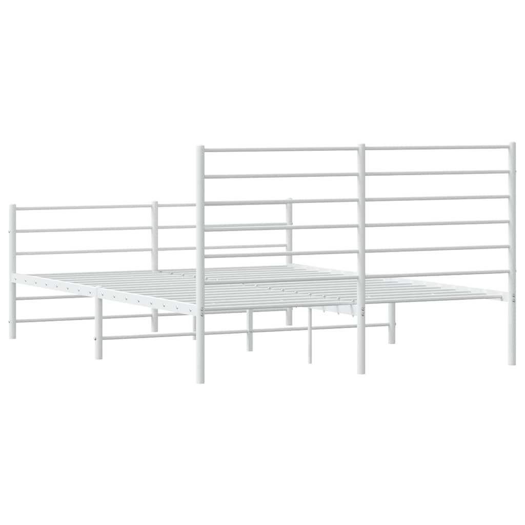Metalni okvir kreveta uzglavlje i podnožje bijeli 150 x 200 cm