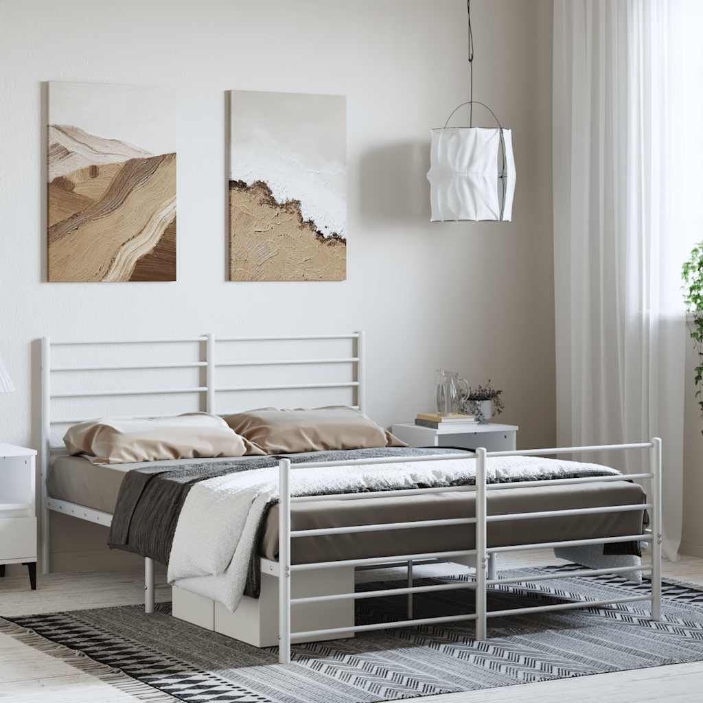Metalni okvir kreveta uzglavlje i podnožje bijeli 150 x 200 cm
