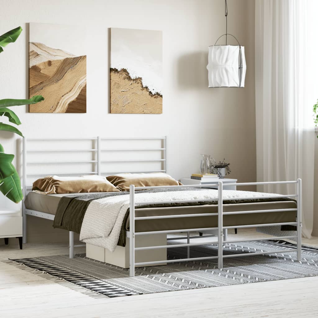 Metalni okvir kreveta uzglavlje i podnožje bijeli 160x200 cm