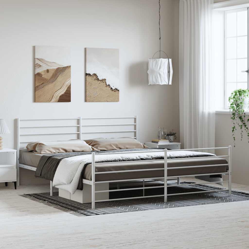 Metalni okvir kreveta uzglavlje i podnožje bijeli 193x203 cm