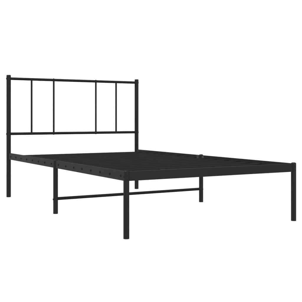 Metalni okvir za krevet s uzglavljem crni 90x200 cm