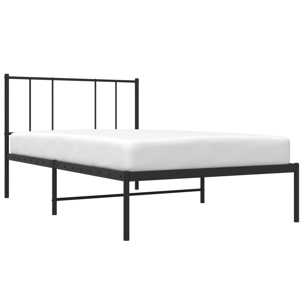 Metalni okvir za krevet s uzglavljem crni 90x200 cm