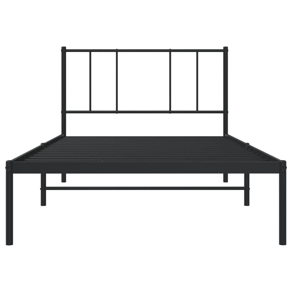 Metalni okvir za krevet s uzglavljem crni 90x200 cm