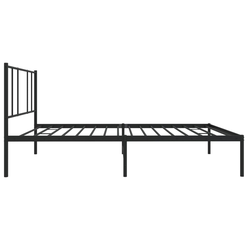 Metalni okvir za krevet s uzglavljem crni 90x200 cm