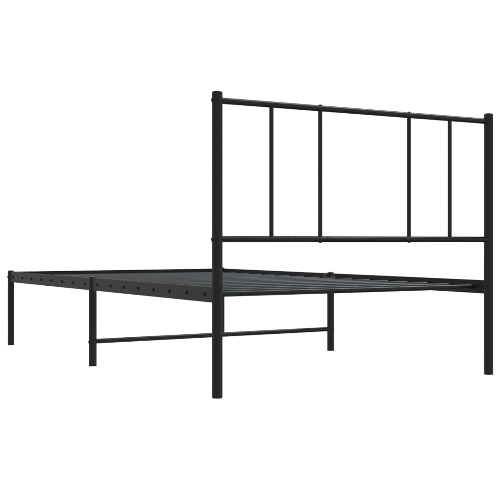 Metalni okvir za krevet s uzglavljem crni 90x200 cm