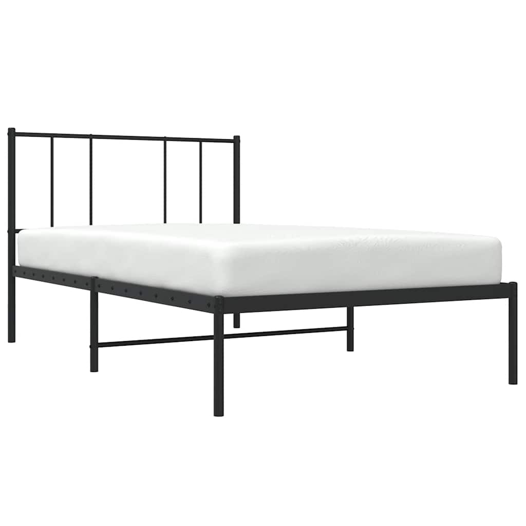 Metalni okvir za krevet s uzglavljem crni 100x190 cm