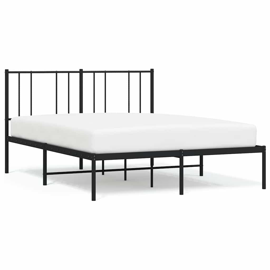 Metalni okvir za krevet s uzglavljem crni 120x190 cm