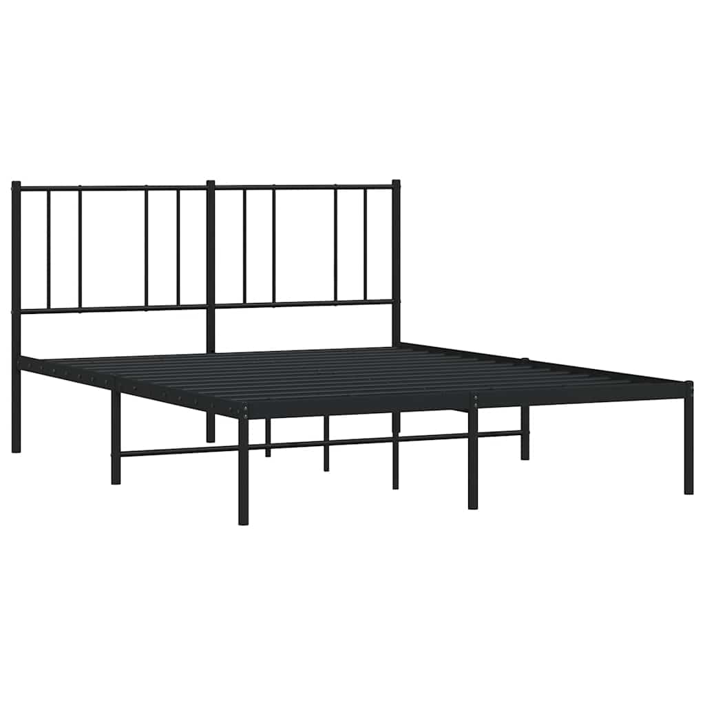 Metalni okvir za krevet s uzglavljem crni 120x190 cm