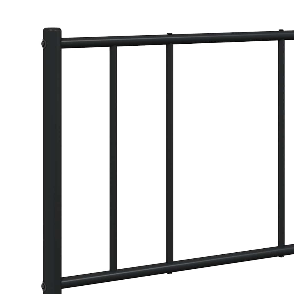 Metalni okvir za krevet s uzglavljem crni 135x190 cm