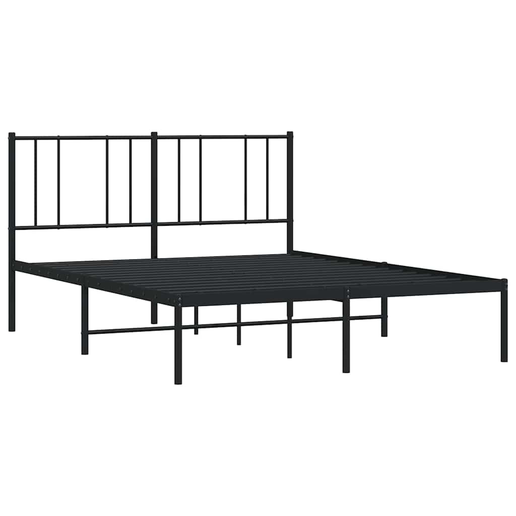 Metalni okvir za krevet s uzglavljem crni 140x190 cm