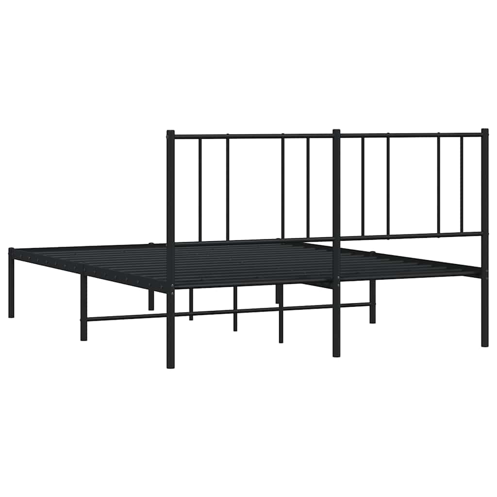 Metalni okvir za krevet s uzglavljem crni 140x190 cm