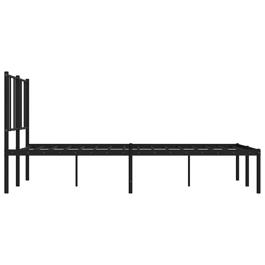 Metalni okvir za krevet s uzglavljem crni 140x200 cm