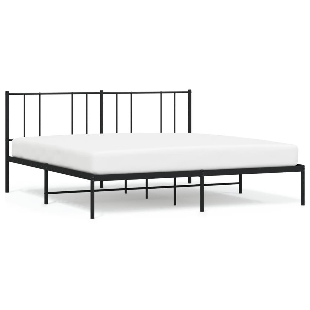 Metalni okvir za krevet s uzglavljem crni 180x200 cm