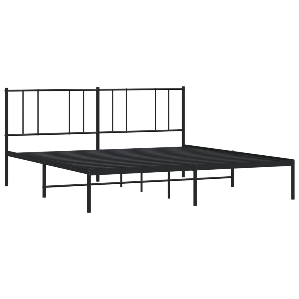 Metalni okvir za krevet s uzglavljem crni 180x200 cm