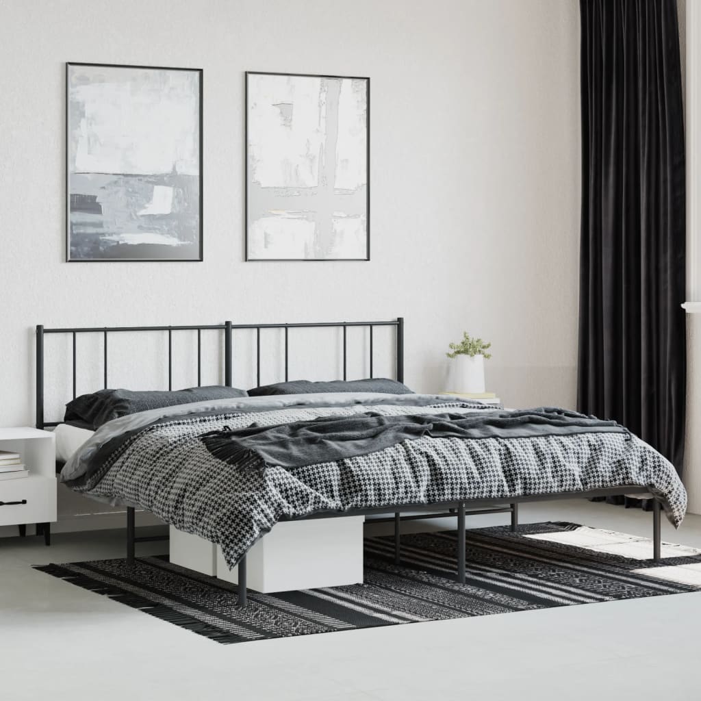 Metalni okvir za krevet s uzglavljem crni 180x200 cm