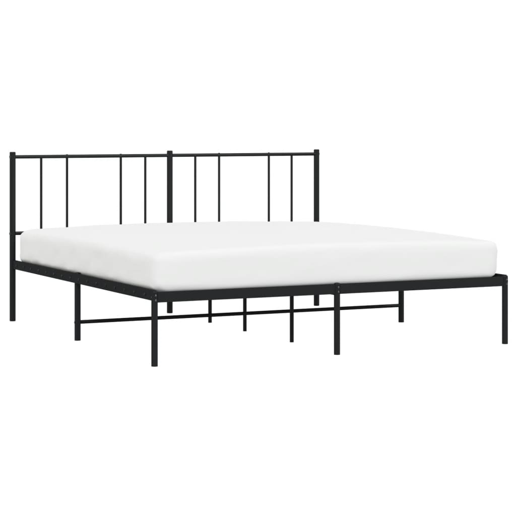 Metalni okvir za krevet s uzglavljem crni 180x200 cm
