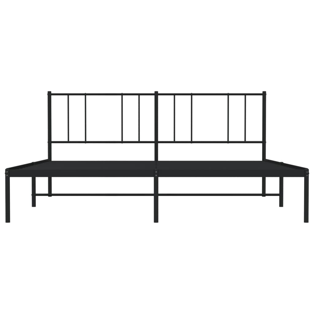 Metalni okvir za krevet s uzglavljem crni 180x200 cm