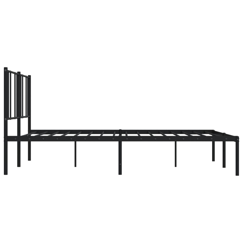 Metalni okvir za krevet s uzglavljem crni 180x200 cm