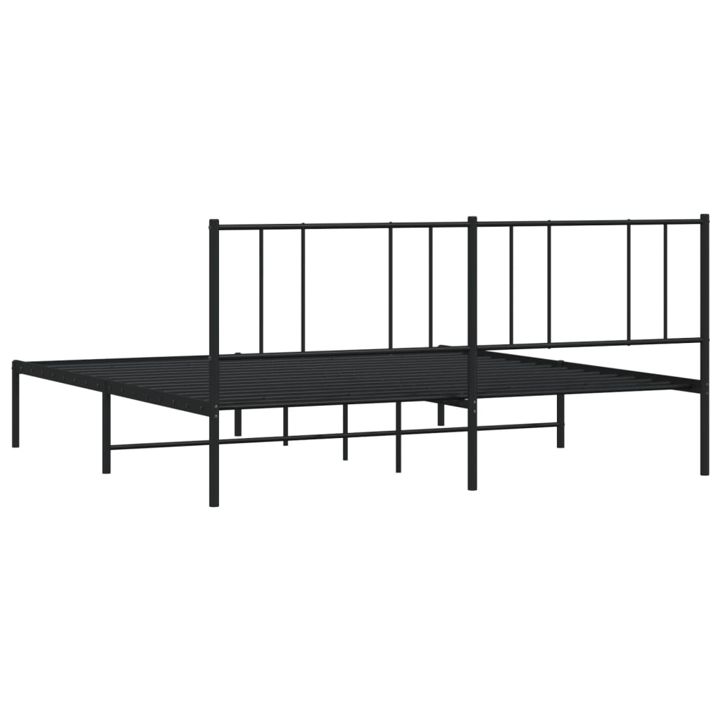 Metalni okvir za krevet s uzglavljem crni 180x200 cm