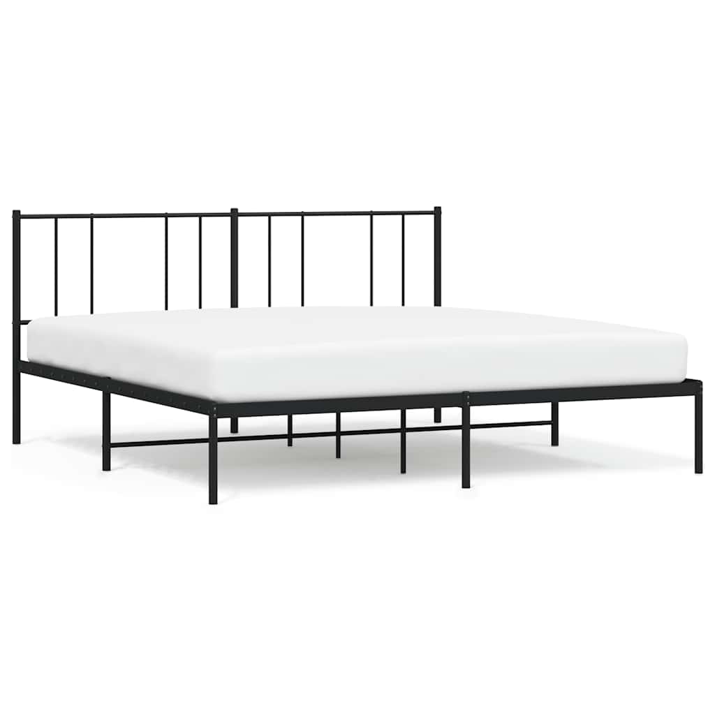 Metalni okvir za krevet s uzglavljem crni 193x203 cm