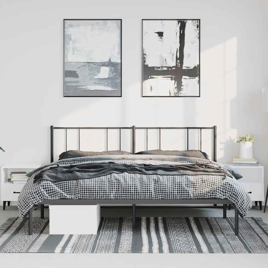Metalni okvir za krevet s uzglavljem crni 193x203 cm
