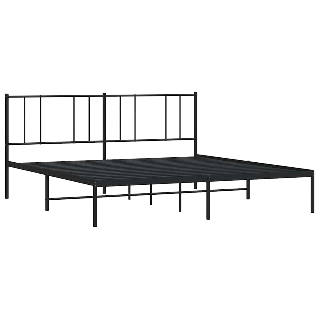 Metalni okvir za krevet s uzglavljem crni 193x203 cm