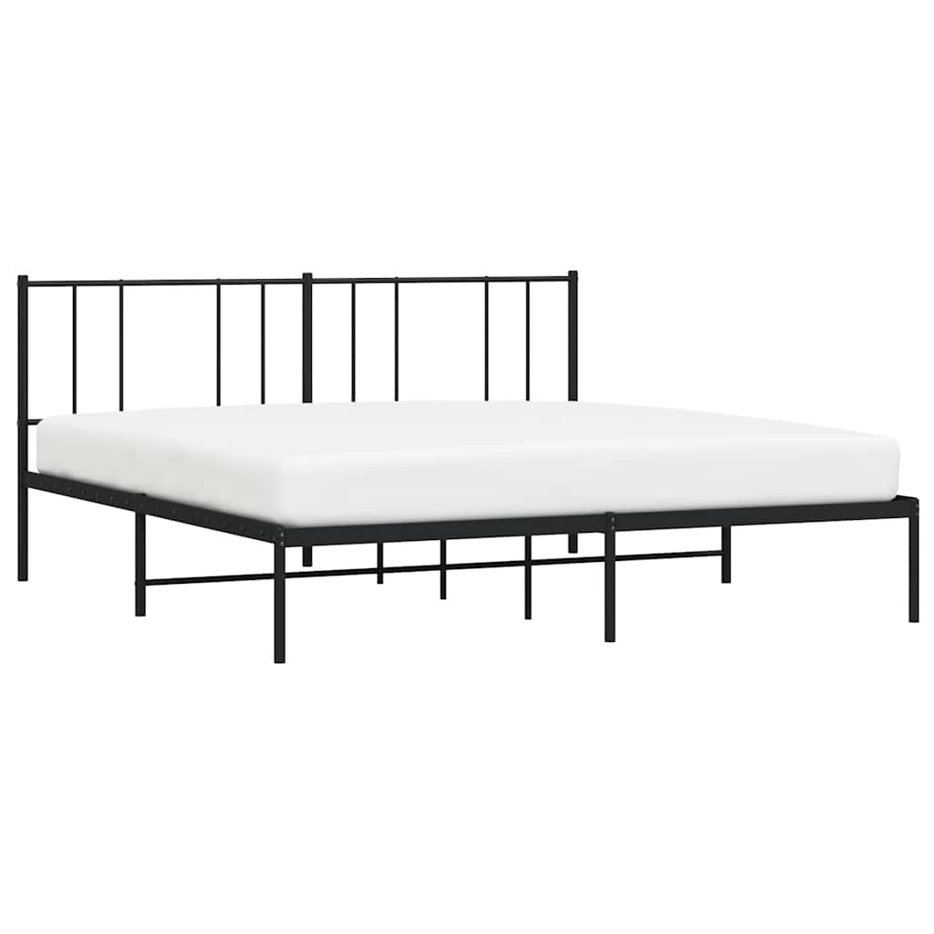 Metalni okvir za krevet s uzglavljem crni 193x203 cm