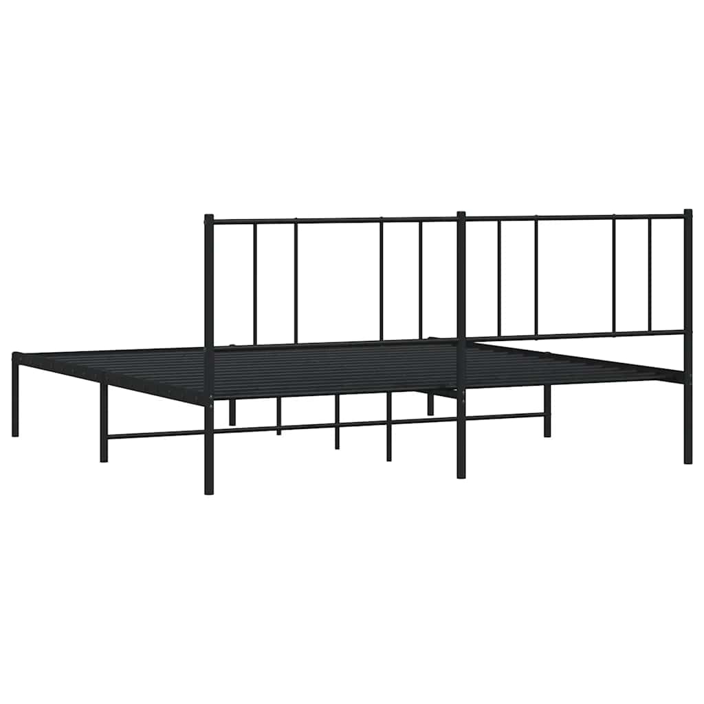 Metalni okvir za krevet s uzglavljem crni 193x203 cm