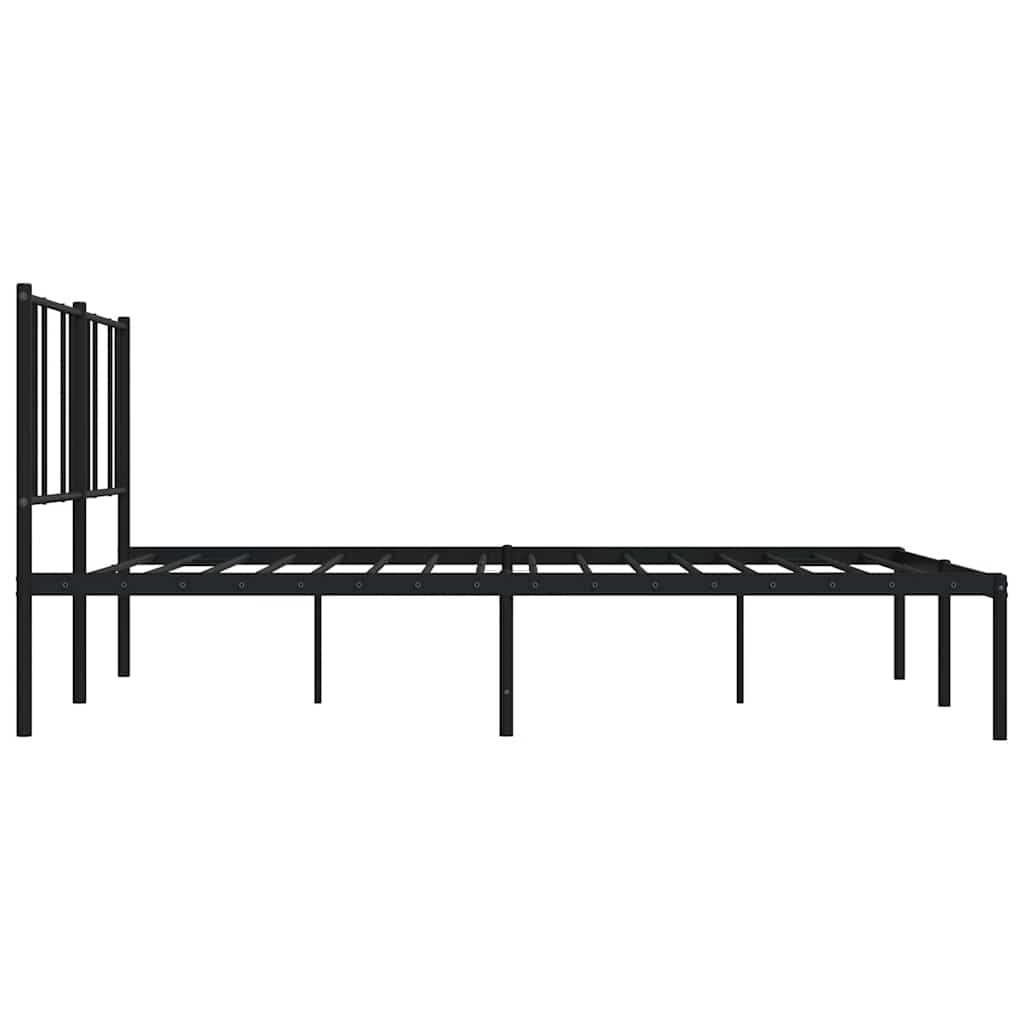 Metalni okvir za krevet s uzglavljem crni 200x200 cm