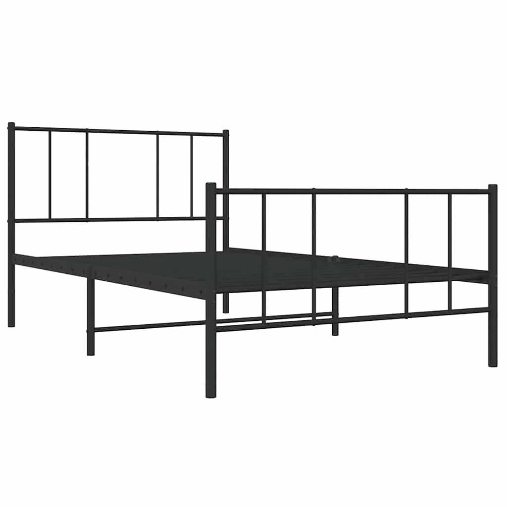 Metalni okvir kreveta uzglavlje i podnožje crni 80x200 cm