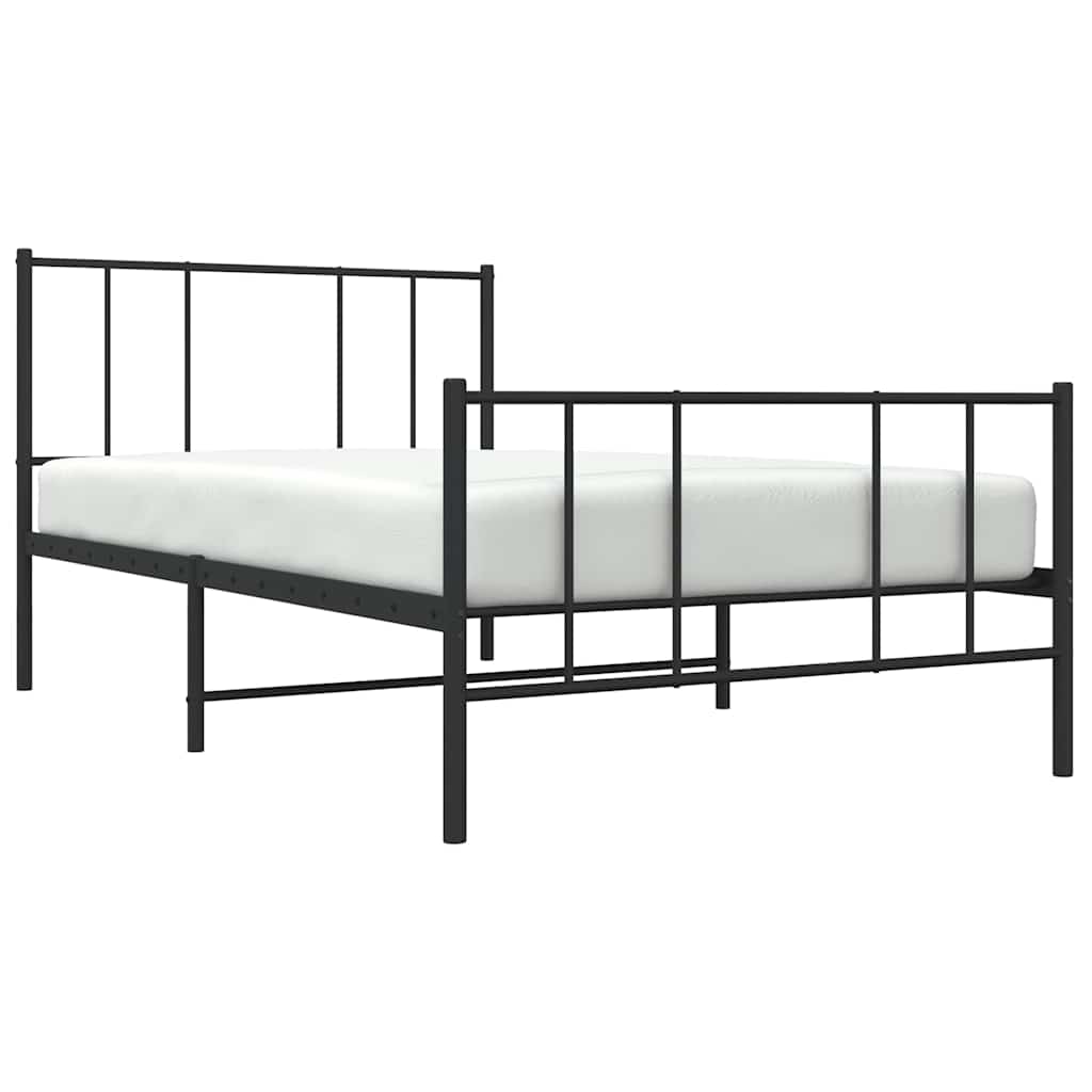 Metalni okvir kreveta uzglavlje i podnožje crni 80x200 cm