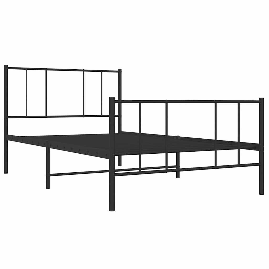 Metalni okvir kreveta uzglavlje i podnožje crni 90x190 cm