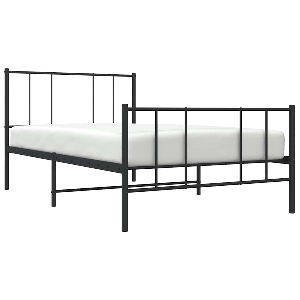 Metalni okvir kreveta uzglavlje i podnožje crni 90x190 cm