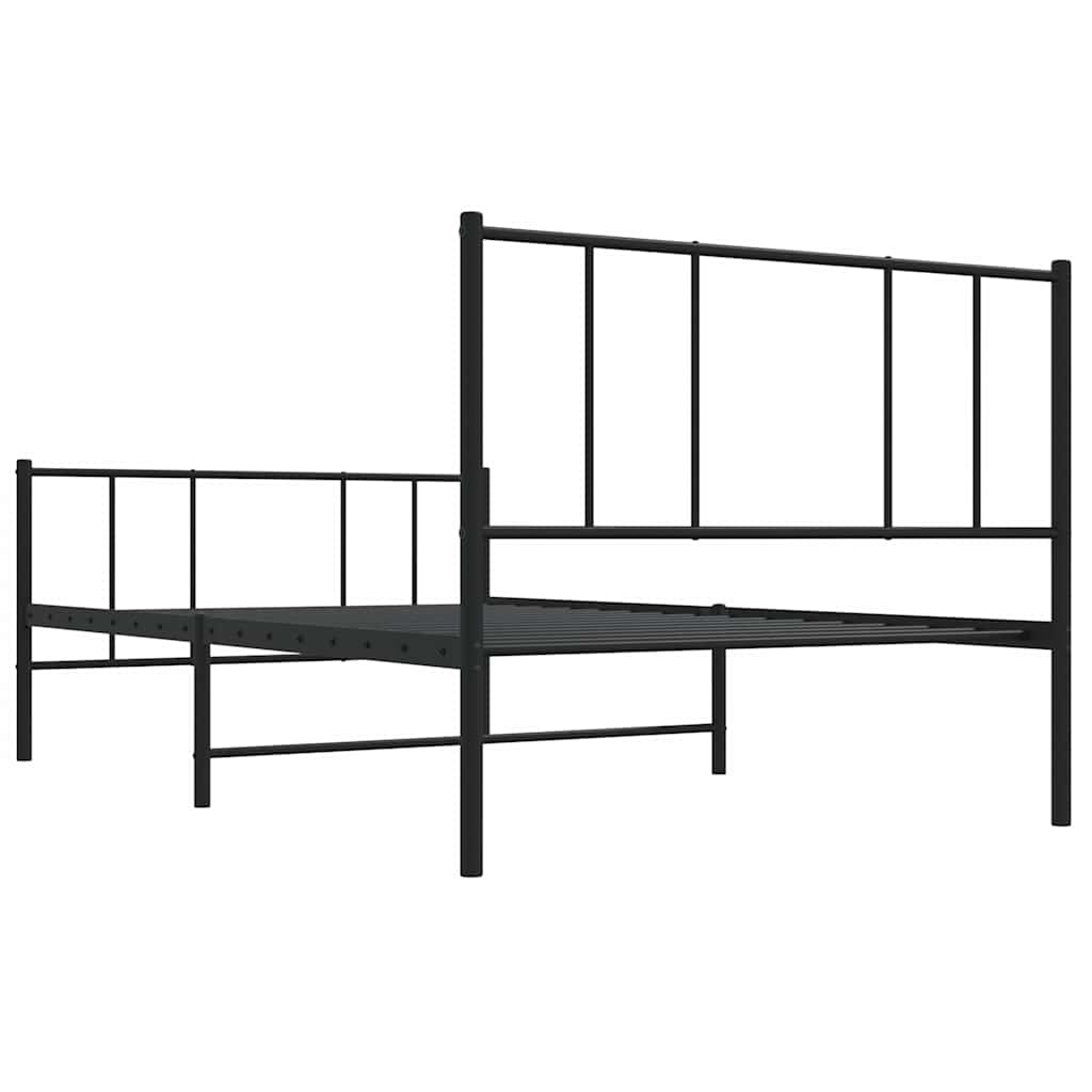 Metalni okvir kreveta uzglavlje i podnožje crni 90x190 cm