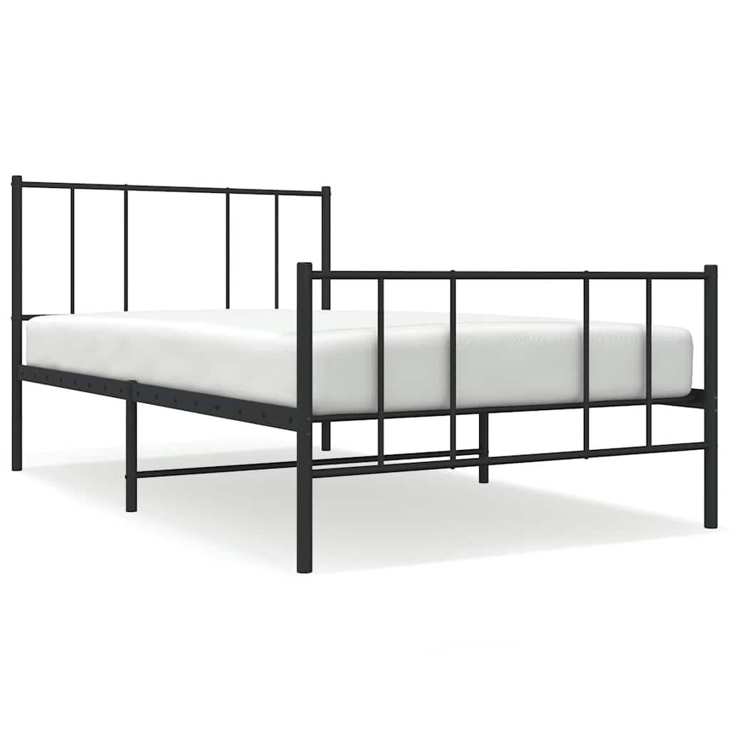 Metalni okvir kreveta uzglavlje i podnožje crni 100x190 cm